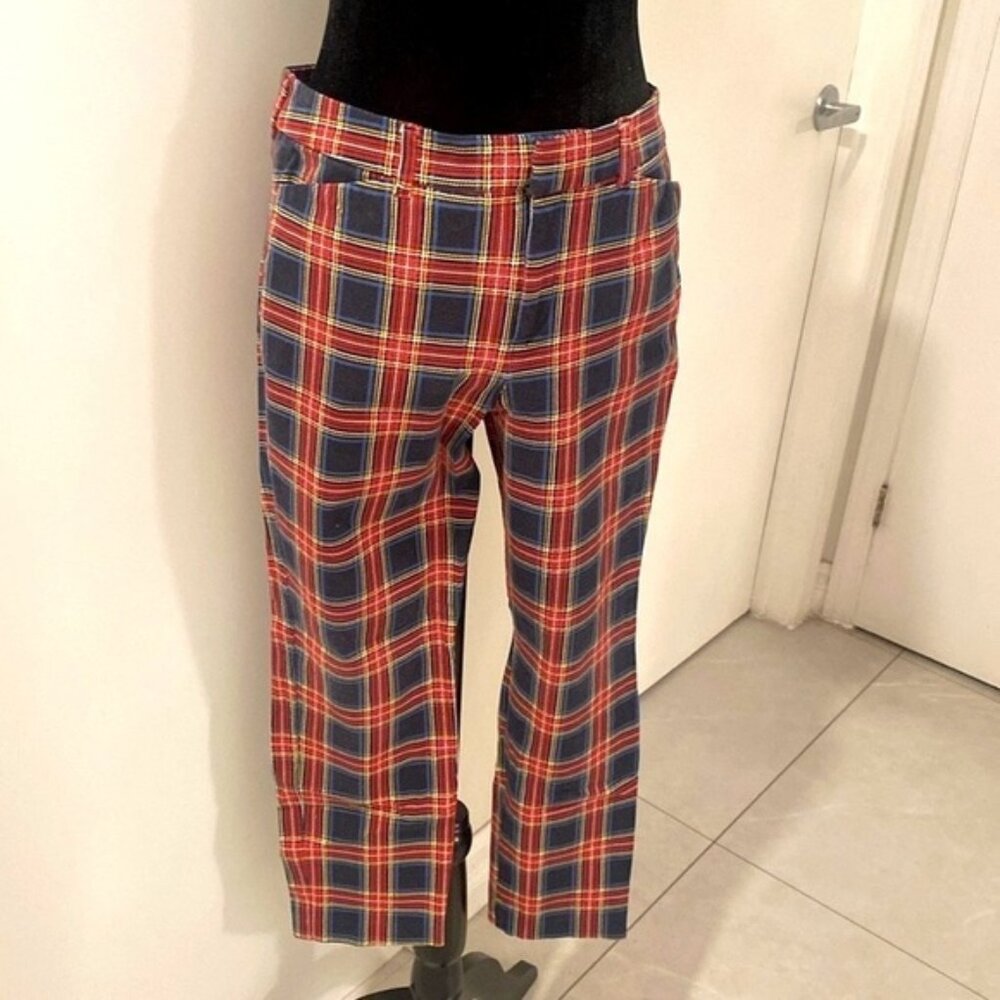 OLD NAVY Pixie Plaid Tartan pull on Cotton stretchy Straight Leg Pants